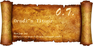 Orsós Titusz névjegykártya